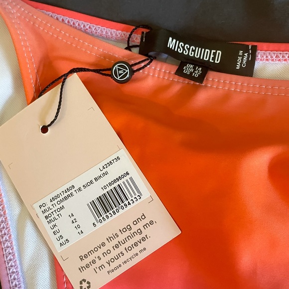 NWT Missguided Ombré Pink & Orange Bikini - Picture 5 of 8
